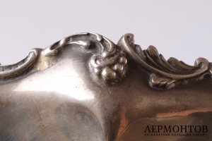 Блюдо круглое рокайль. Серебро 800. Италия