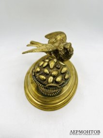 Чернильница с птичкой. Бронза, Западная Европа, конец 19 века
