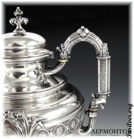Чайный сервиз с подносом. Серебро 950. Франция