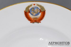 6 тарелок, Кремлевский сервиз. Фарфор. СССР, ЛФЗ, 1960-70е гг.