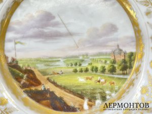 Тарелка Стремсхольмский дворец. Франция, Darte Freres, нач. 19 века. Фарфор, роспись.