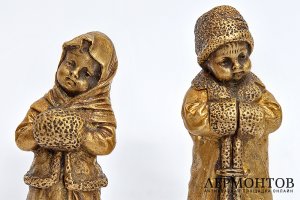 Парные статуэтки Девочка и мальчик. Бронза. Франция, Париж. 19 в. Авт. Мод. J.Guluche.