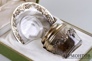 Конфетница в стиле рококо. Серебро 950, стекло, золочение. Франция, XIX в.