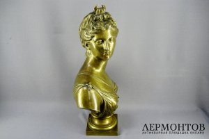 Кабинетная скульптура Диана. Бронза, патинирование. Франция, XIX век. По мод. Гудона.