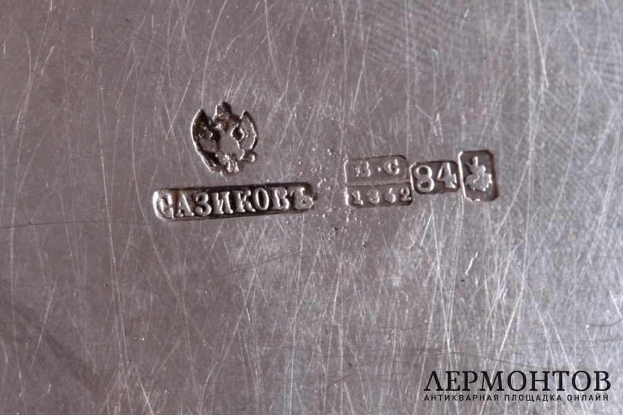 Чайная пара. Игнатий Сазиков. 1862 год. Серебро 84 пробы. Российская империя