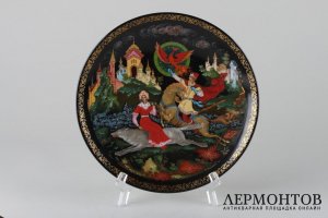 Декоративная тарелка с сюжетом из Русской сказки. Снегурочка. Жар-Птица. Холуй, ЛФЗ.