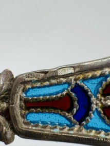 Набор ложек на 6 персон с витражной эмалью. Серебро 875, мастерская Е. Бутенко
