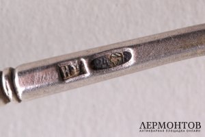 Ложка чайная. Д. Николаев. Серебро 84 пробы, эмаль. Россия, Москва, до 1908 г.