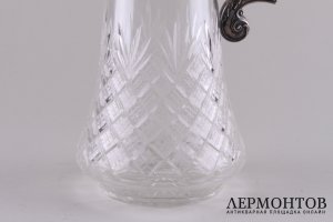 Графин в русском стиле. И.П. Хлебников. Серебро 84 пробы, хрусталь. Хрусталь, Россия, 1899-1908 гг.