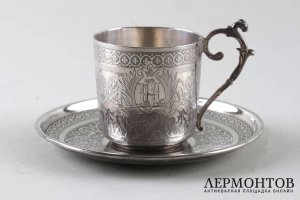 Кофейная пара в стиле ампир. Paillard Freres. Серебро 950 пробы. Франция