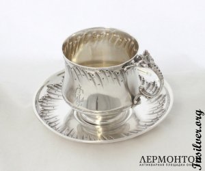 Набор кофейный для двоих. Серебро 950. Франция