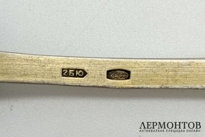 Шесть ложек с цветами в футляре. Серебро 875 пробы. СССР, Баку, 1960-80е гг. 