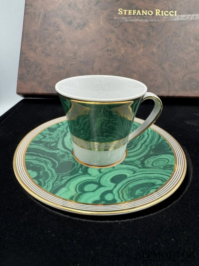 Набор из 2 чайных пар «Malachite». Stefano Ricci, Италия
