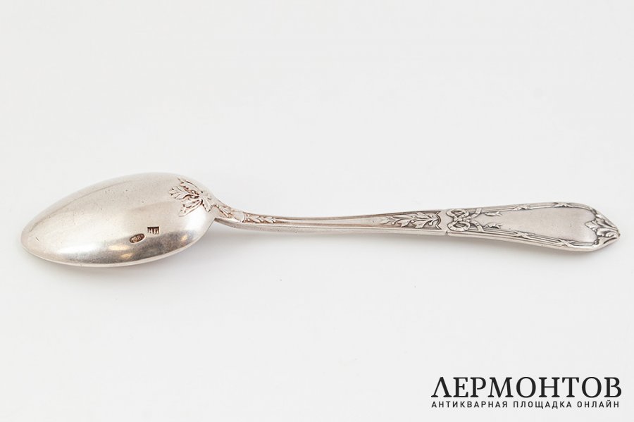 Чайные ложки 4 шт. Российская Империя, Н. Павлов, 1908-1917 гг.  Серебро 84 пробы.