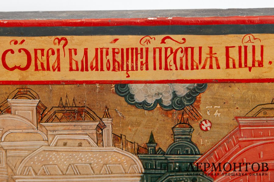 Икона Благовещение. Дерево, левкас, темпера.  Россия, 19 век. 