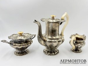Сервиз в ст. Ампир. Россия, 1843 год. Серебро 84 пробы, кость.