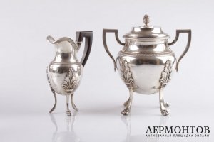 Сервиз чайно-кофейный в стиле ампир Lapar. Серебро 950 пробы. Франция