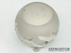 Чайник Журавли. Япония, мастерские Банко, 19 век. Фаянс, роспись.