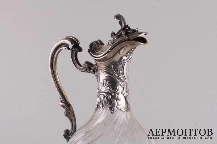 Графин для вина. Ed. Tetard. Серебро 950 пробы, стекло, золочение. Франция, XIX в.