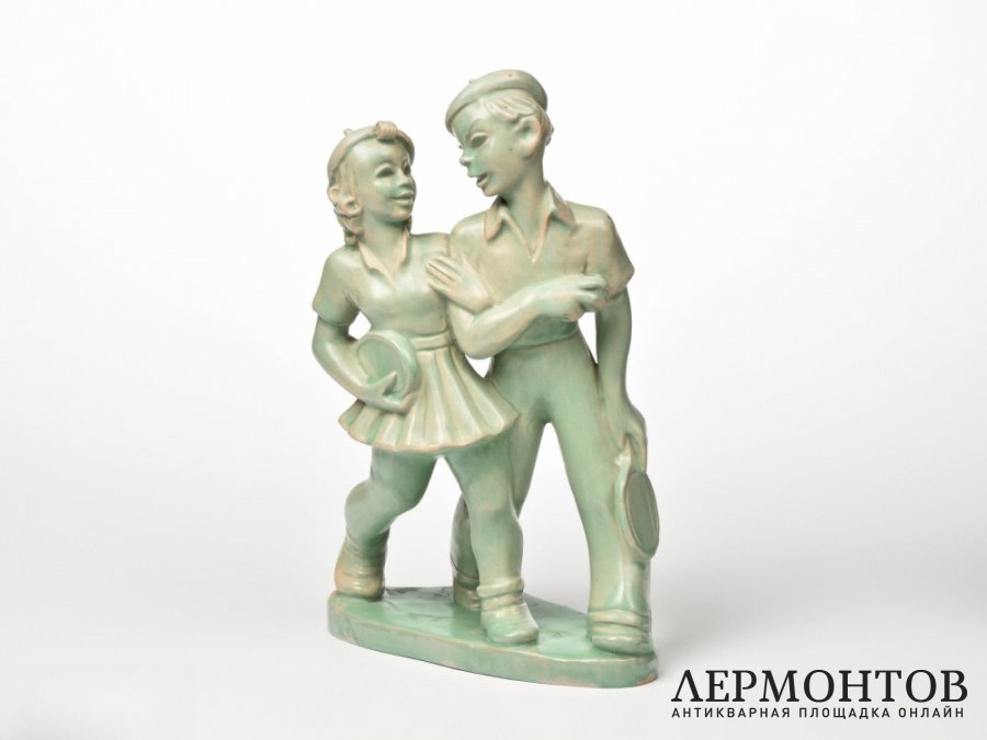 Статуэтка «Теннисисты». Komlos, Венгрия, 1931–1945 годы