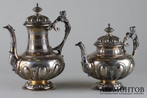 Сервиз чайно-кофейный. Серебро 800 пробы. Германия,Eduard Foehr, 1835-1904 гг. 
