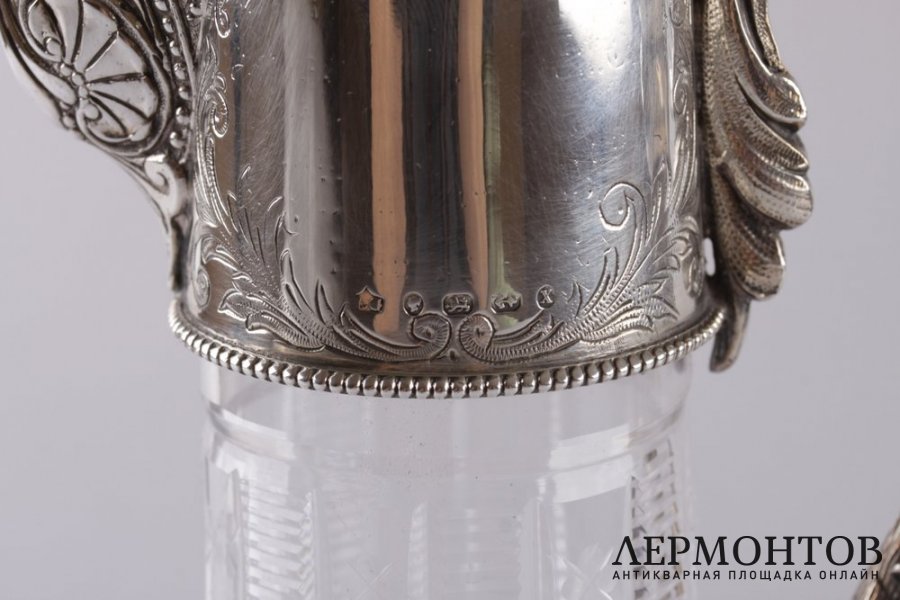Графин. Серебро 925 пробы, стекло. 1872 год. Англия