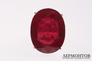 Кольцо с рубином 92.90 карат. Серебро 925 пробы.