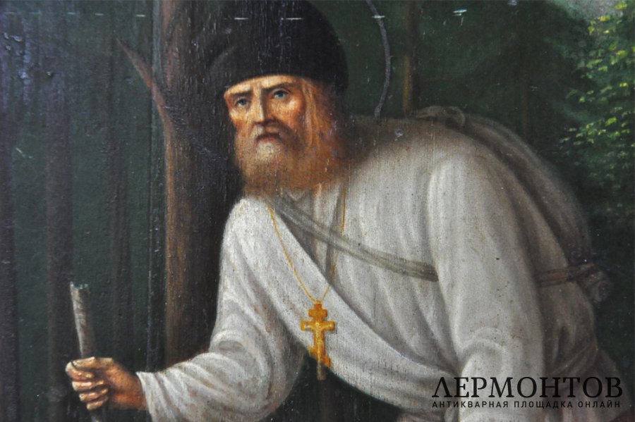 Икона Святой Серафим Саровский. Россия, начало XX века. Дерево, масло.