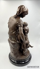 Скульптура Мать с детьми. Франция, Henri Ple, 19 век. Бронза, мрамор.