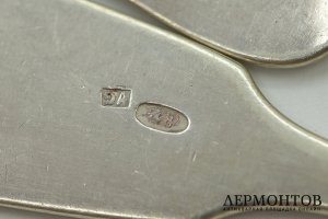 Набор вилок на 4 персоны. Россия, Москва, 9 Артель, 1908-1917 гг. Серебро 84 пр.