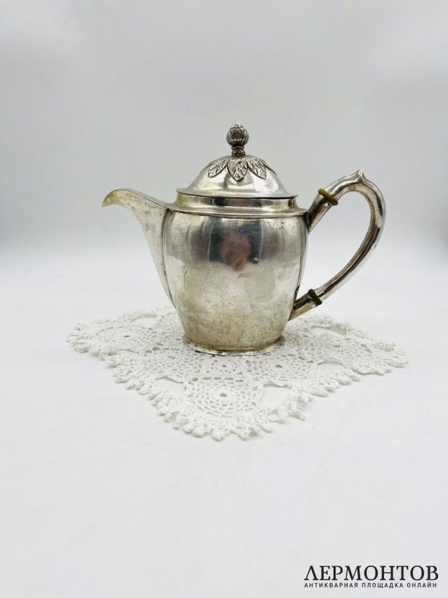 Кофейник с носиком-сердечком. Серебро 12 лот, золочение, Польша, 1814 год