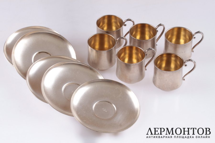 Кофейный набор на 6 персон. Серебро 800. Европа