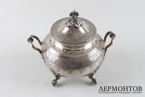 Сахарница в стиле ампир. Claude Roussel. Серебро 950 пробы. Франция, XIX в.