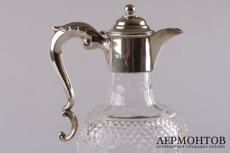 Графин. Серебро 925 пробы, хрусталь. 1901 год. Англия