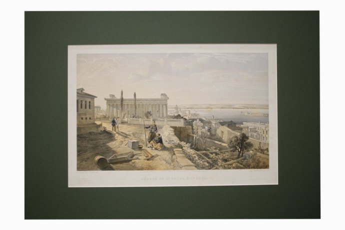 Литография. Церковь святых Петра и Павла. Крымская война. У. Симпсон. Лондон, 1856 г.