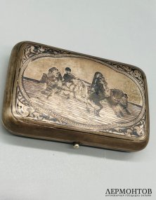 Портсигар «Русская тройка». Серебро 84 пробы, чернь, И. Футикин, Россия, 1886 год