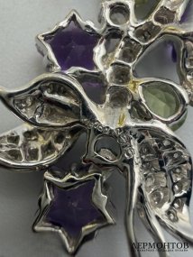 Серьги с аметистами и топазами. Золото 750 пробы