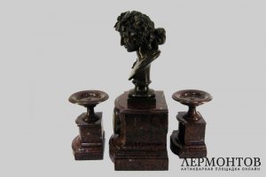 Часовой гарнитур Дионис. Бронза, мрамор. Франция,  Париж, XIX век.
