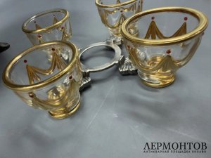 Набор для крепких напитков в футляре-яйце. Серебро, «Императорская коллекция»