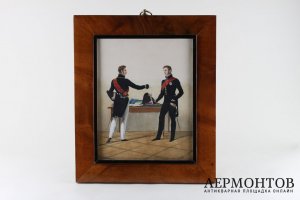 Герои Отечественной войны 1812 года. Акварель. В раме XIX века. Российкая империя.