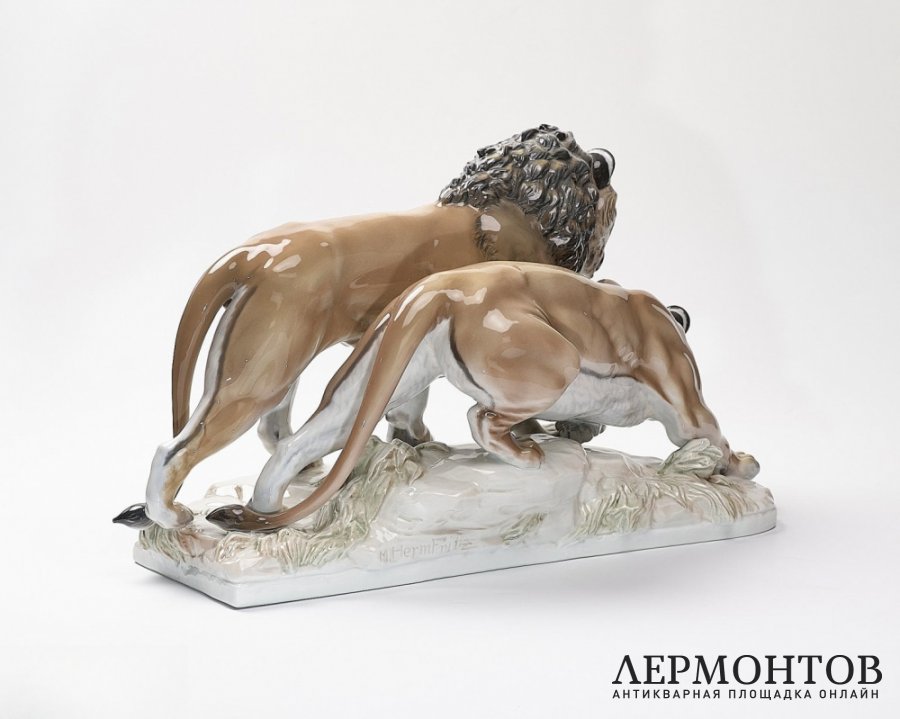 Статуэтка «Лев и львица». Фарфор, Rosenthal, Германия