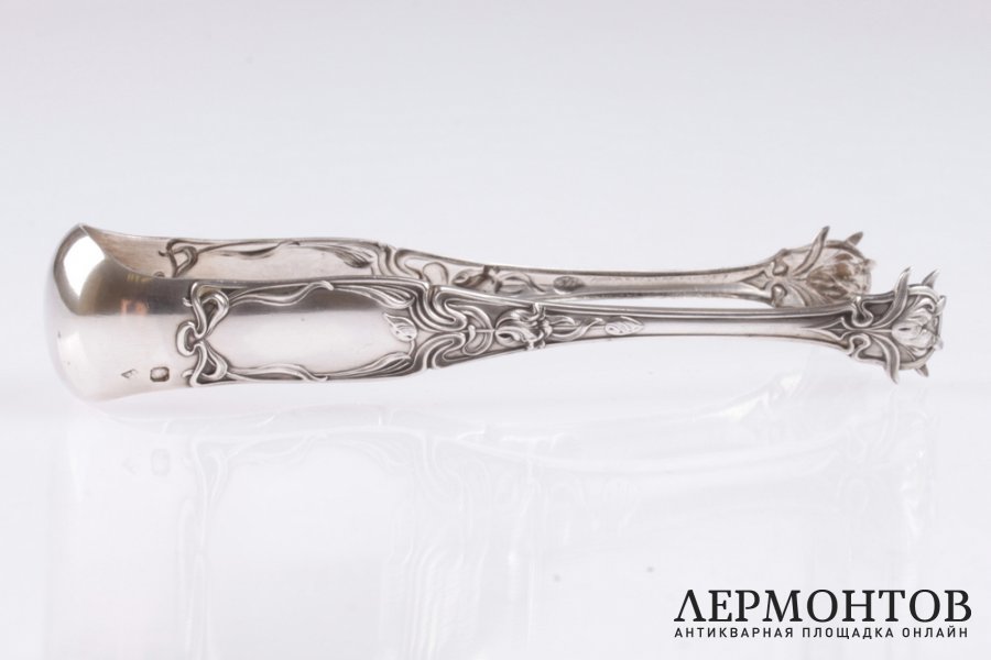 Щипцы для сахара art nouveau. Серебро 950. Франция