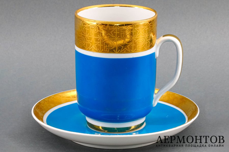 Чайная пара, агитация. Фарфор. СССР, ЛФЗ, 1970-80е гг.