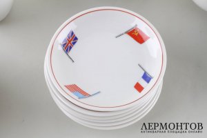 Сервиз с флагами стран-участников антигитлеровской коалиции. Германия, 1947-48