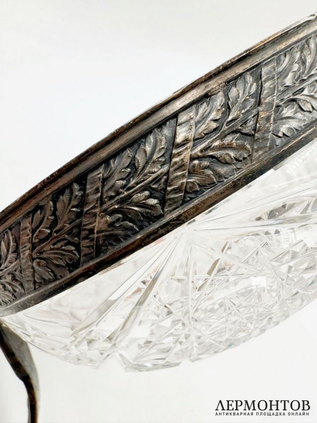 Ваза для конфет. Хрусталь, серебро 84 пробы, Россия, 1908–1917 годы