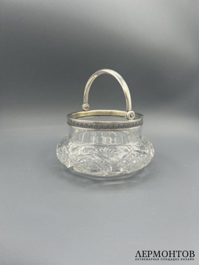 Ваза-конфетница. Хрусталь, серебро 84 пробы, Россия, 1908–1917 годы