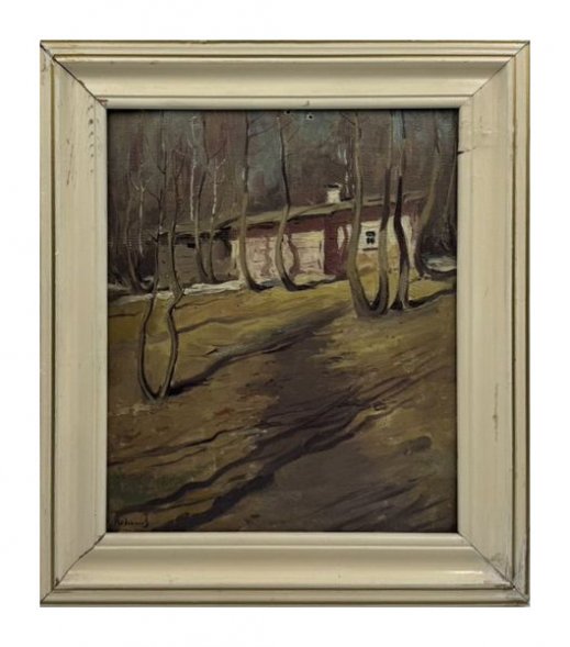 Картина «Осенний пейзаж». Оргалит, масло, вероятно Кононов, вероятно Россия, 20 в.