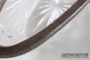 Хрустальная ладья в серебряной оправе. Серебро 84 пробы. Россия.