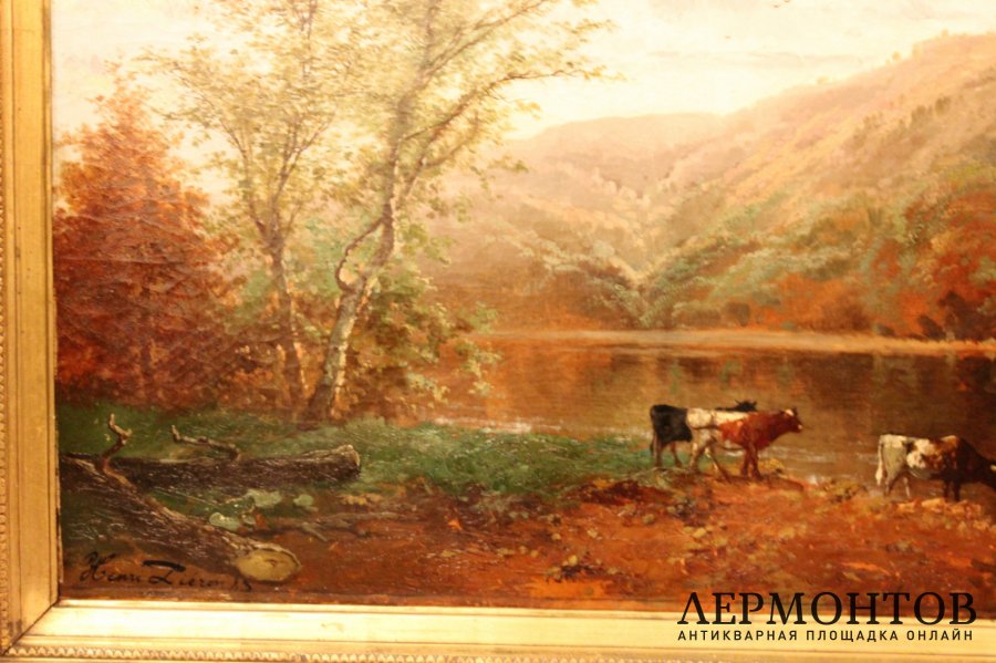 Картина. Пастух. Henri Joseph Pieron. Холст, масло.