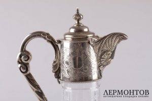 Графин. Серебро 925 пробы, стекло. 1872 год. Англия